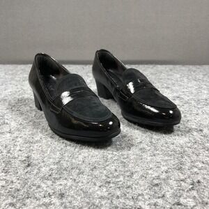 Gabor Loafers Womens 9 Black Leather Suede Slip On Comfort Shoes 52.274